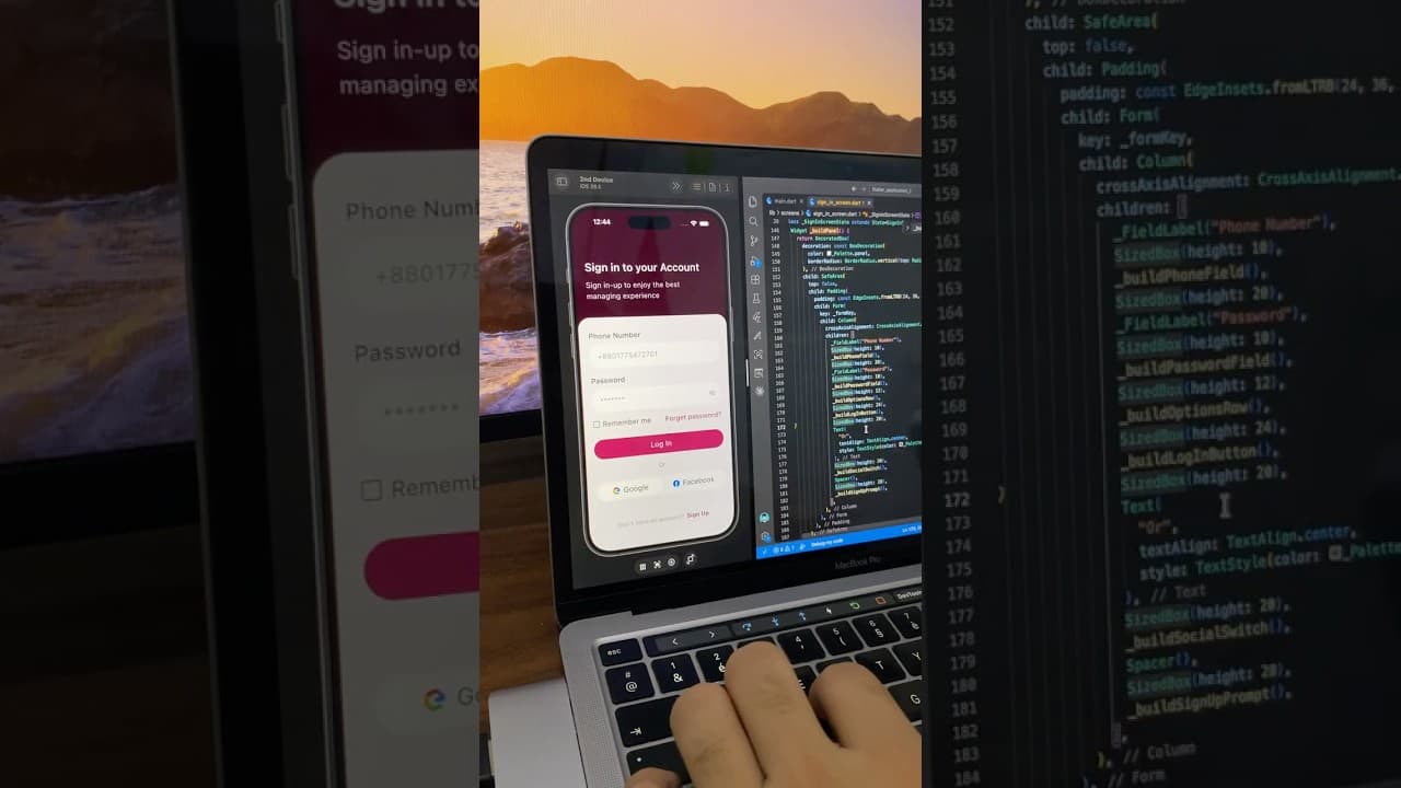 Phone Number Login Screen UI in Flutter preview