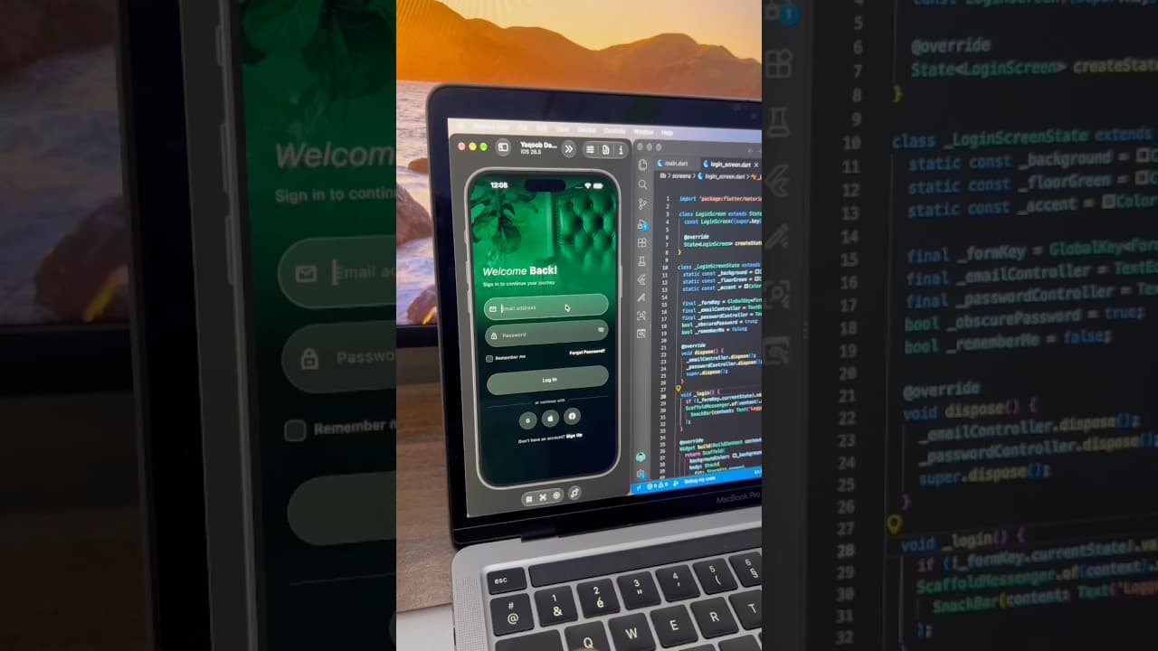 Dark Luxury Login Screen UI in Flutter preview